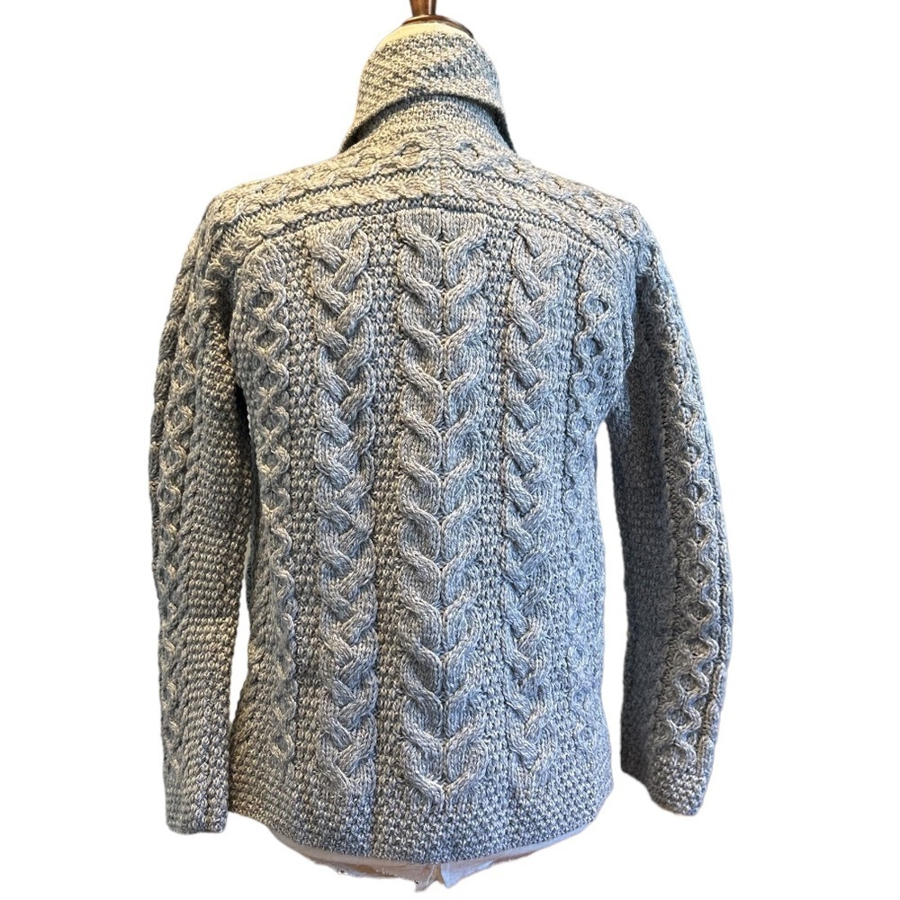 Aran Mor Merino Wool Cable Knit One Button Cardigan Sweater - Picture 6 of 8